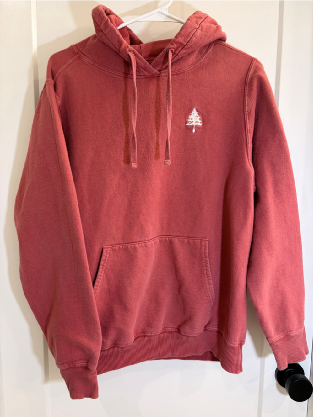 EYE Clothing Co. Vintage Washed Red Hoodie Embroidered Pine Tree Logo Small S